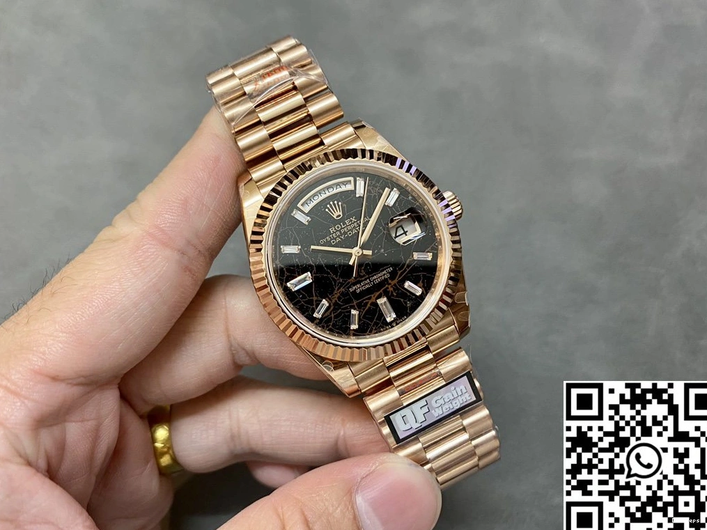 Dial Hourmarker Day Rose M228235-0045 Gold Factory v5 Date Diamond Steel Rolex Black Tungsten QF 0415